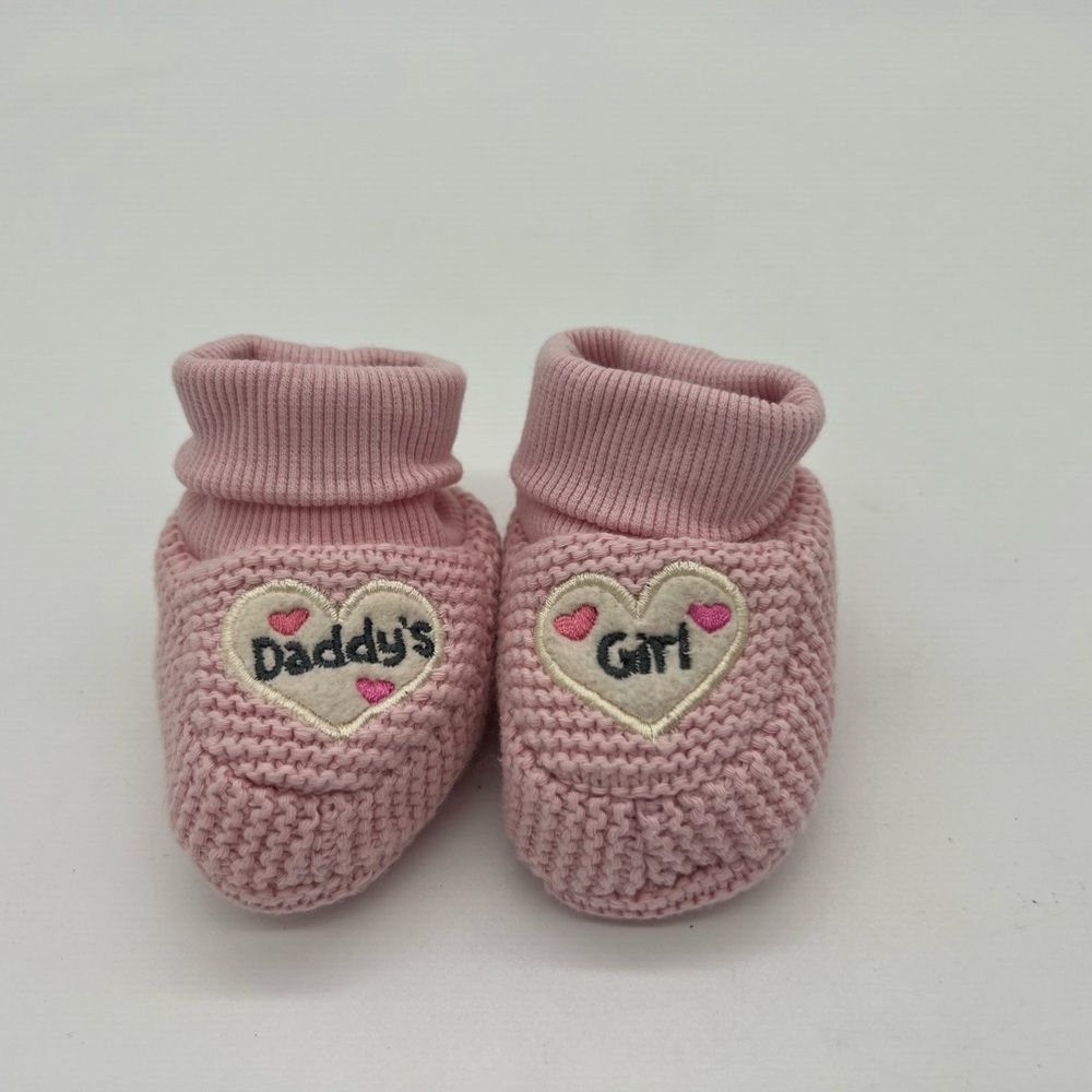 Pink Baby Girl Knit Daddy’s Girl Booties - 3/6 Months